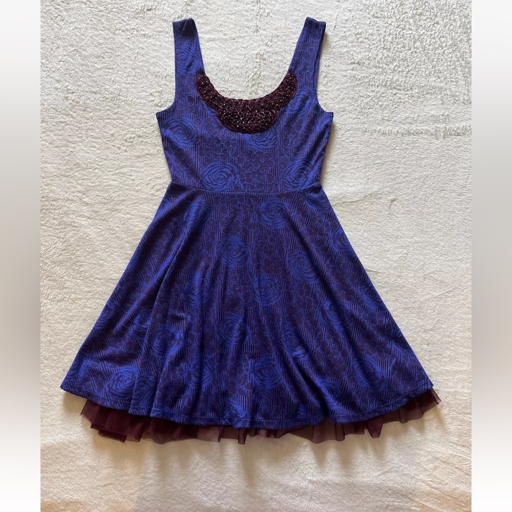 Free People Floral Beaded Flare Skate Tulle Dress - Picture 3 of 6